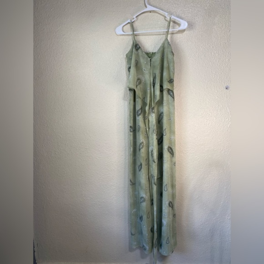Michael Michael Kors paisley wrap front wide leg‎ jumpsuit in sage green